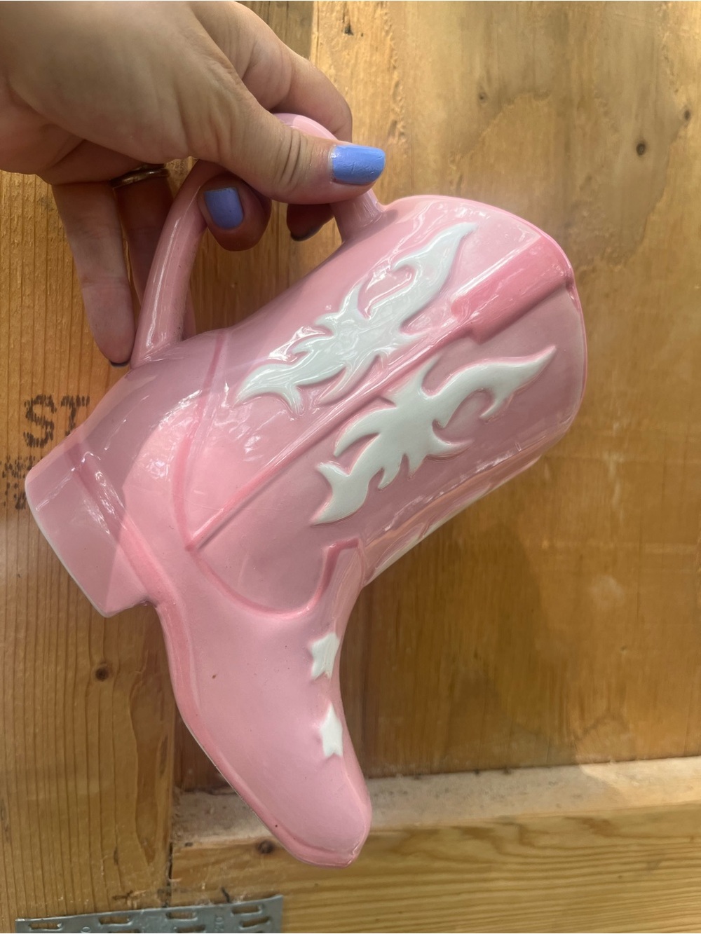 Sheffield Home handpainted pink cowgirl boot ceramic mug